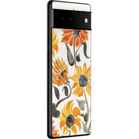 Cat Coq Yellow Sunflower Google Pixel 6 Pro Skin